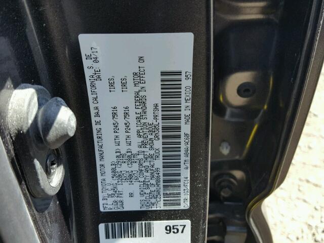 3TMCZ5AN1HM086499 - 2017 TOYOTA TACOMA DOU მწვანე ფოტო 10