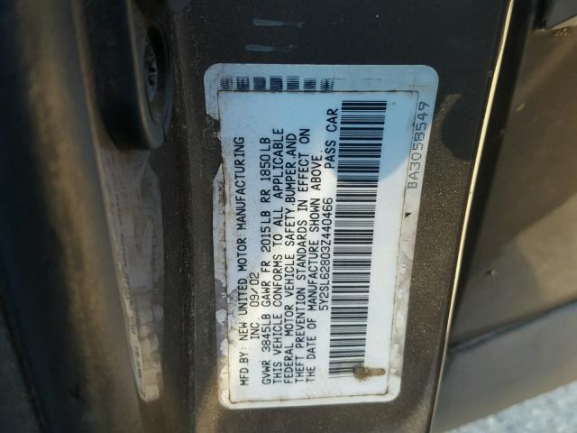 5Y2SL62803Z440466 - 2003 PONTIAC VIBE GRAY photo 10