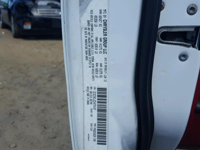 2C3CDXEJ2CH270167 - 2012 DODGE CHARGER SR WHITE photo 10