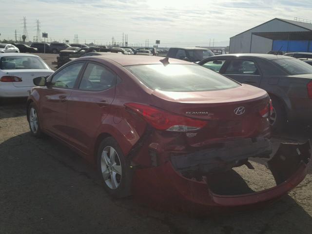 5NPDH4AE7DH263400 - 2013 HYUNDAI ELANTRA GL RED photo 3