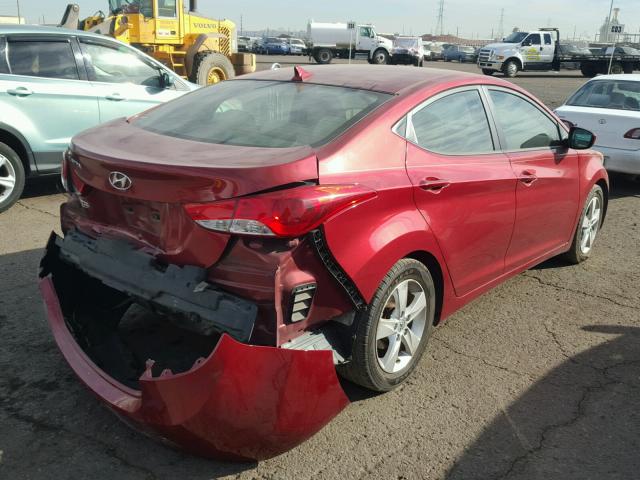 5NPDH4AE7DH263400 - 2013 HYUNDAI ELANTRA GL RED photo 4