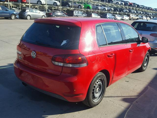 WVWDB7AJ6DW133604 - 2013 VOLKSWAGEN GOLF RED photo 4