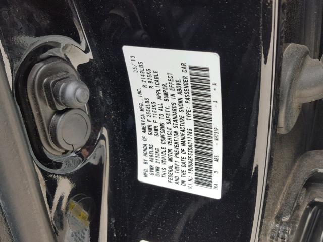 19UUA8F55DA017765 - 2013 ACURA TL TECH Սև լուսանկար 10