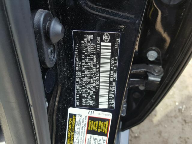 4T1BK1EB1JU267897 - 2018 TOYOTA AVALON XLE BLACK photo 10