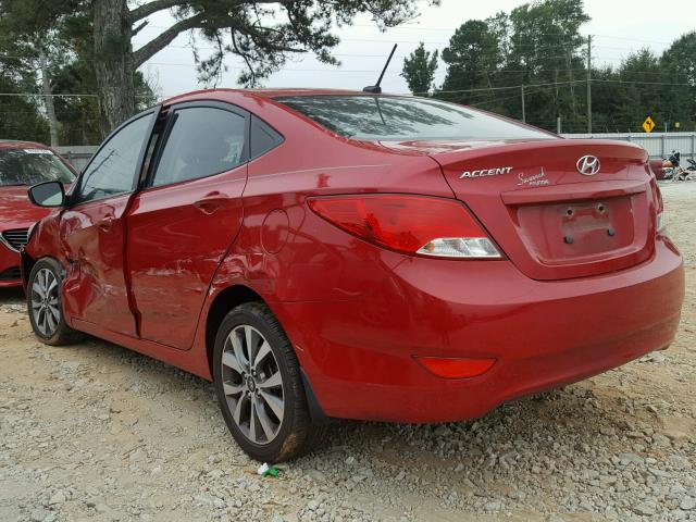 KMHCT4AE8HU255257 - 2017 HYUNDAI ACCENT SE RED photo 3