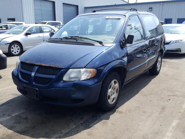 1B4GP25B42B634237 - 2002 DODGE CARAVAN SE BLUE photo 2