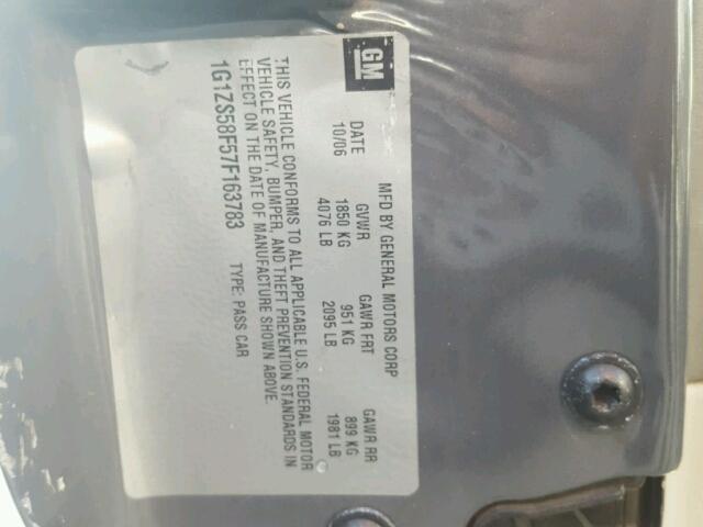 1G1ZS58F57F163783 - 2007 CHEVROLET MALIBU LS მწვანე ფოტო 10