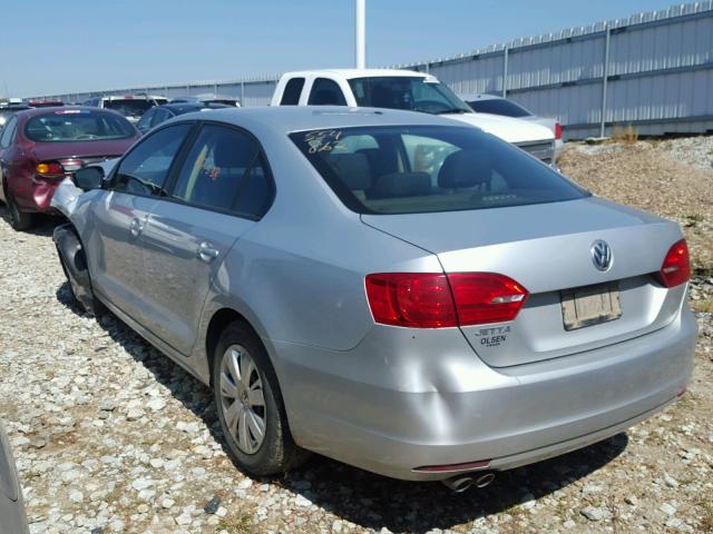 3VW2K7AJ1CM390317 - 2012 VOLKSWAGEN JETTA BASE 银色 照片 3