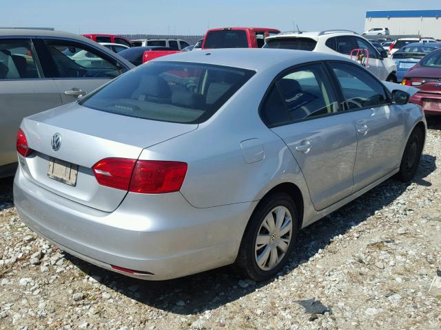 3VW2K7AJ1CM390317 - 2012 VOLKSWAGEN JETTA BASE 银色 照片 4