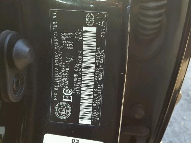 2T1BU4EE9AC340814 - 2010 TOYOTA COROLLA BA BLACK photo 10