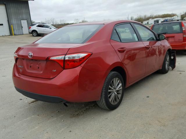 5YFBURHE8EP011312 - 2014 TOYOTA COROLLA L RED photo 4