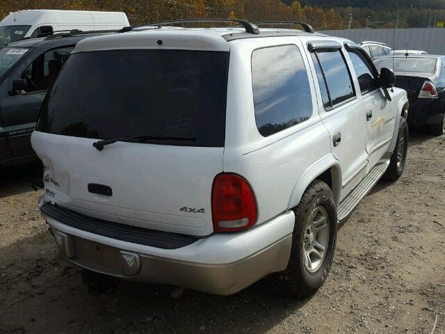 1B4HS28N81F609275 - 2001 DODGE DURANGO WHITE photo 4