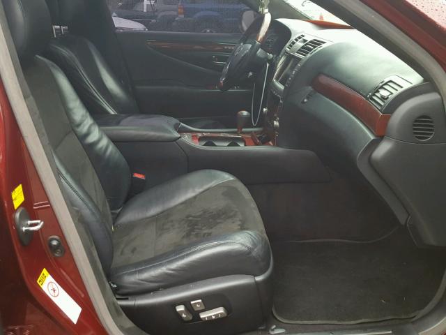 JTHGL46F675002291 - 2007 LEXUS LS 460L RED photo 5