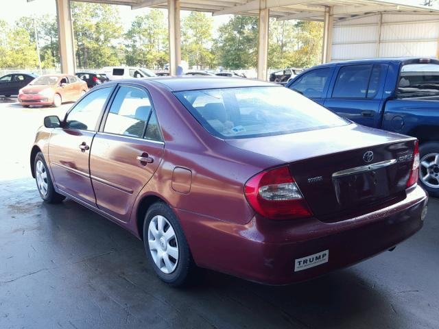 4T1BE32K92U014562 - 2002 TOYOTA CAMRY LE მუქწითელი ფოტო 3