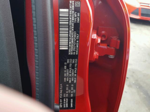 ZFBCFYDT1GP368321 - 2016 FIAT 500X LOUNG RED photo 10