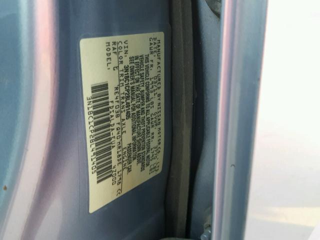 3N1BC1CP2BL491405 - 2011 NISSAN VERSA BLUE photo 10