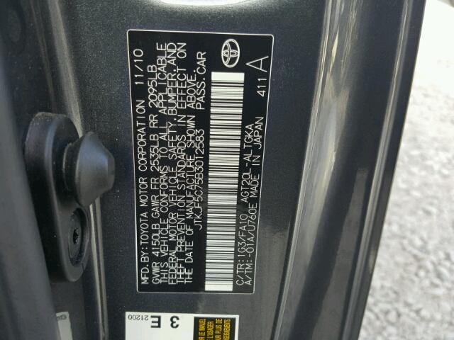 JTKJF5C75B3012583 - 2011 TOYOTA SCION TC 石墨色 照片 10