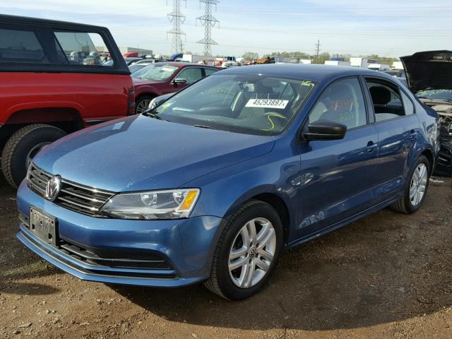 3VW2K7AJ9FM249080 - 2015 VOLKSWAGEN JETTA BASE BLUE photo 2