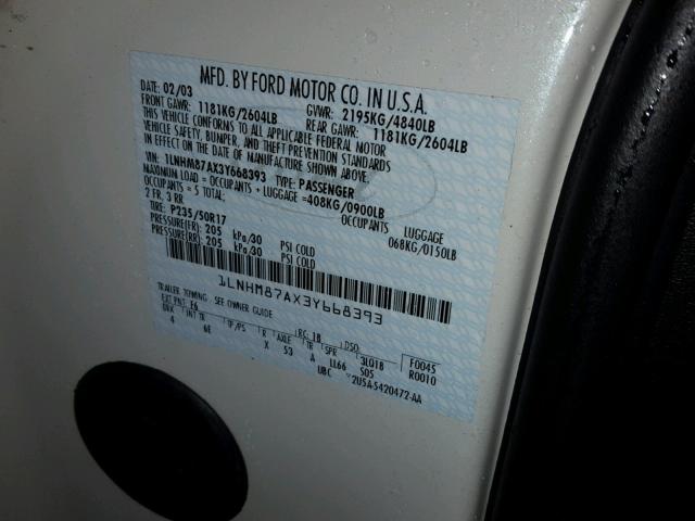 1LNHM87AX3Y668393 - 2003 LINCOLN LS 米色 照片 10