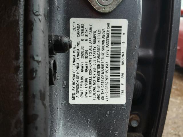 2HGFB2F93FH503517 - 2015 HONDA CIVIC EXL Mavi foto 10