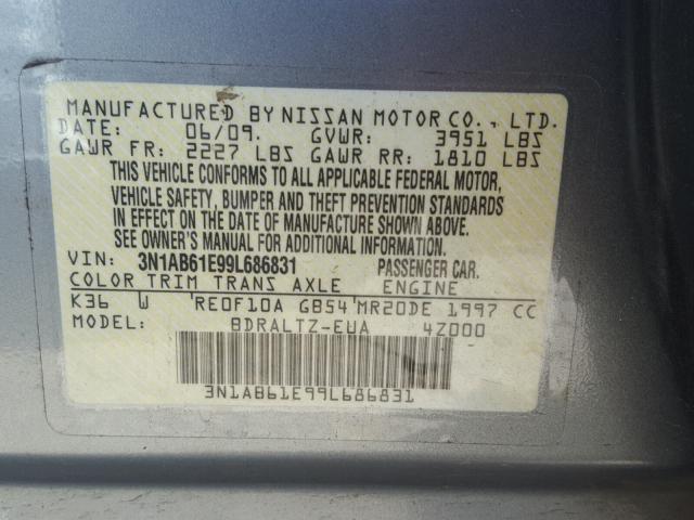 3N1AB61E99L686831 - 2009 NISSAN SENTRA 2.0 GRAY photo 10