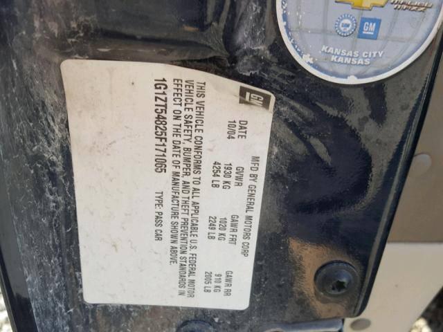 1G1ZT54825F171065 - 2005 CHEVROLET MALIBU LS ლურჯი ფოტო 10