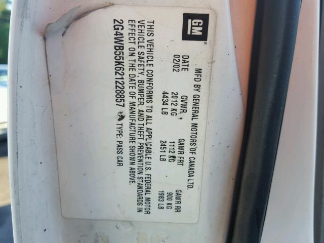 2G4WB55K621228857 - 2002 BUICK REGAL LS 白色 照片 10