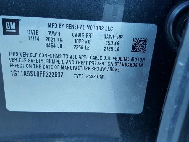 1G11A5SL0FF222607 - 2015 CHEVROLET MALIBU LS 黑色 照片 10