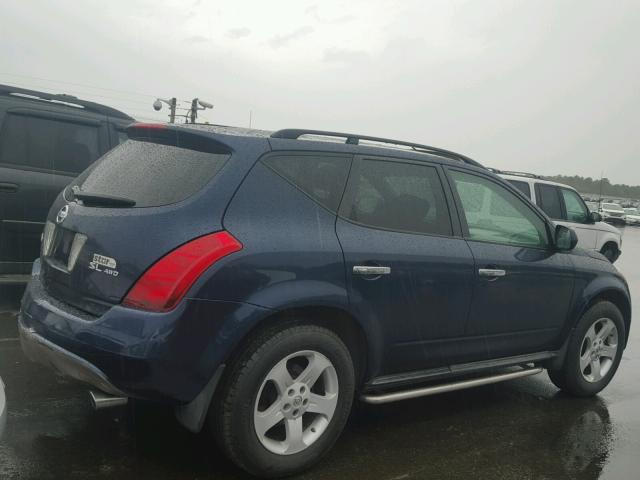 JN8AZ08WX4W311607 - 2004 NISSAN MURANO BLUE photo 4