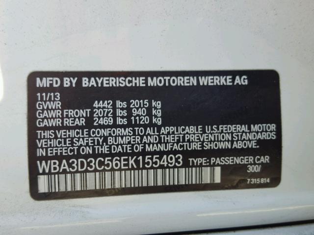 WBA3D3C56EK155493 - 2014 BMW 328 D WHITE photo 10