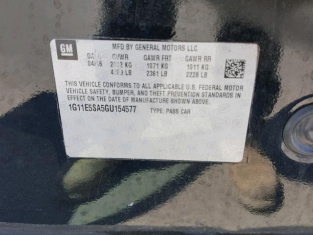 1G11E5SA5GU154577 - 2016 CHEVROLET MALIBU LIM 黑色 照片 10