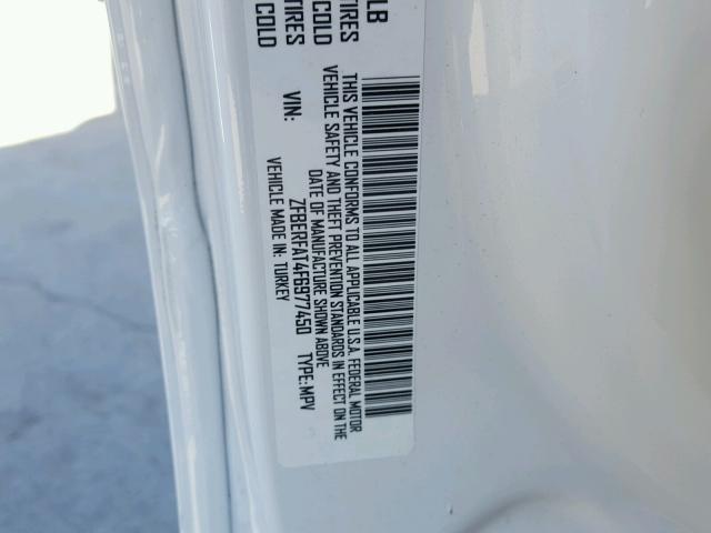 ZFBERFAT4F6977450 - 2015 RAM PROMASTER WHITE photo 10