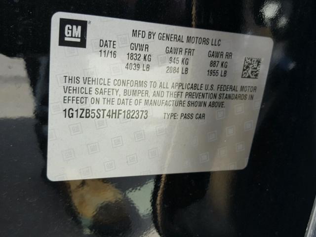 1G1ZB5ST4HF182373 - 2017 CHEVROLET MALIBU LS შავი ფოტო 10