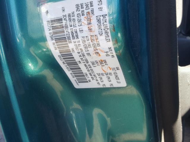 3C4FY48B14T238836 - 2004 CHRYSLER PT CRUISER TEAL photo 10