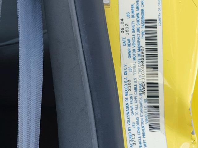 3VWCK31CX4M422987 - 2004 VOLKSWAGEN NEW BEETLE 黄色 照片 10