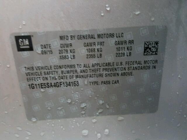 1G11E5SA4GF134163 - 2016 CHEVROLET MALIBU LIM Արծաթագույն լուսանկար 10