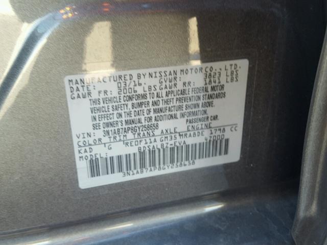 3N1AB7AP8GY258658 - 2016 NISSAN SENTRA S GRAY photo 10