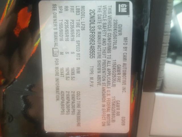 2CNDL33F896248555 - 2009 CHEVROLET EQUINOX LT BLACK photo 10