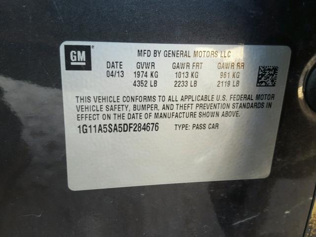 1G11A5SA5DF284676 - 2013 CHEVROLET MALIBU LS GRAY photo 10