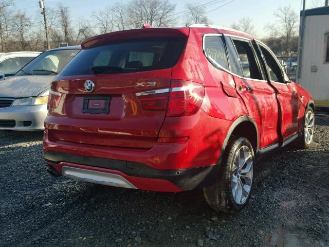 5UXWX9C57G0D93203 - 2016 BMW X3 XDRIVE2 Czerwony zdjęcie 4