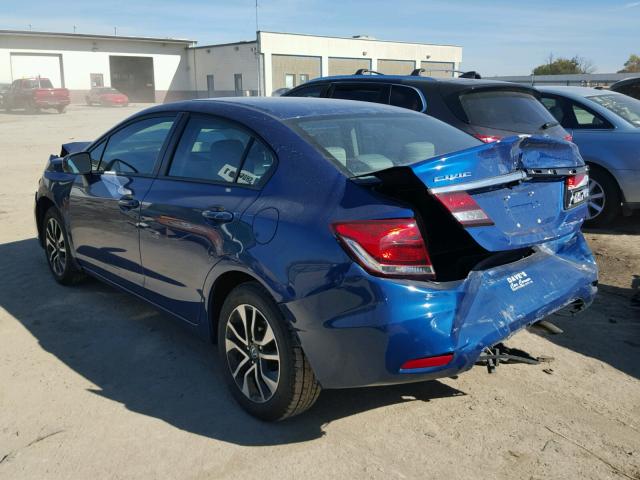 19XFB2F82EE060907 - 2014 HONDA CIVIC EX BLUE photo 3