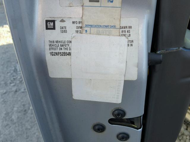 1G2NF52E64M610305 - 2004 PONTIAC GRAND AM S Gümüş foto 10