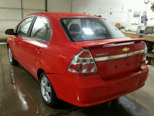 KL1TD56668B043422 - 2008 CHEVROLET AVEO BASE წითელი ფოტო 3