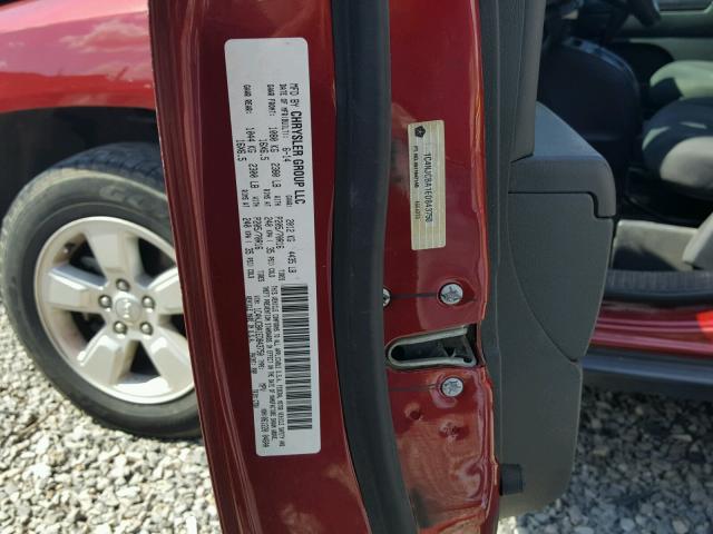 1C4NJCBA1ED843750 - 2014 JEEP COMPASS SP RED photo 10