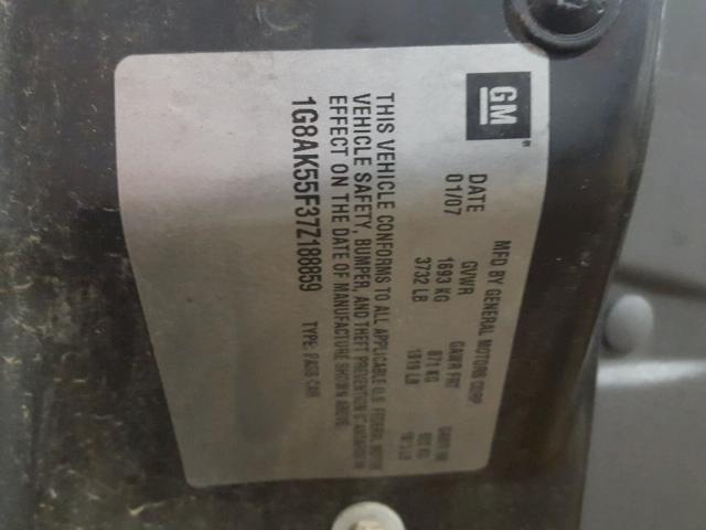 1G8AK55F37Z188859 - 2007 SATURN ION LEVEL GRAY photo 10