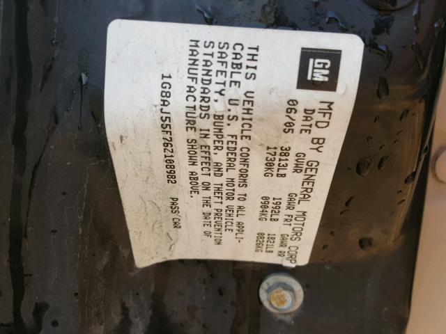 1G8AJ55F76Z108982 - 2006 SATURN ION LEVEL BLACK photo 10