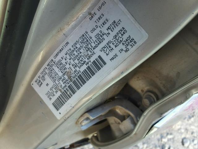 JT3HN87RX20368345 - 2002 TOYOTA 4RUNNER LI SILVER photo 10