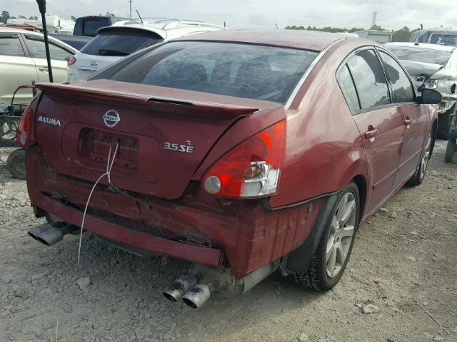 1N4BA41E18C808056 - 2008 NISSAN MAXIMA SE RED photo 4