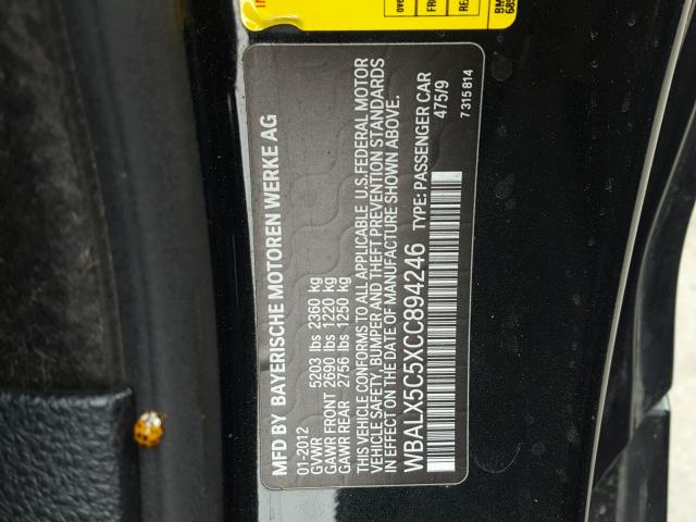 WBALX5C5XCC894246 - 2012 BMW 650 XI შავი ფოტო 10