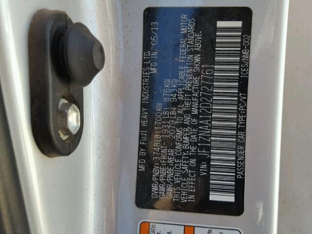 JF1ZNAA12D2727761 - 2013 TOYOTA SCION FR-S ვერცხლისფერი ფოტო 10